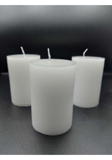 Soya Parafinli Beyaz 1 Adet 72 Saat Yanma Süreli Çap:7 Cm Boy:10 Silindir Blok Mum Beyaz Beyaz