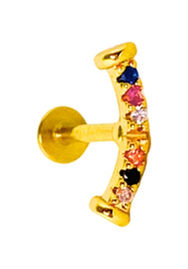 Cerrahi Çelik Renkli Taşlı Piercing Altın