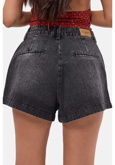 Itsbasic Kadın Koyu Füme 2s6-1 Mini Pileli Denim Şort Çok Renkli