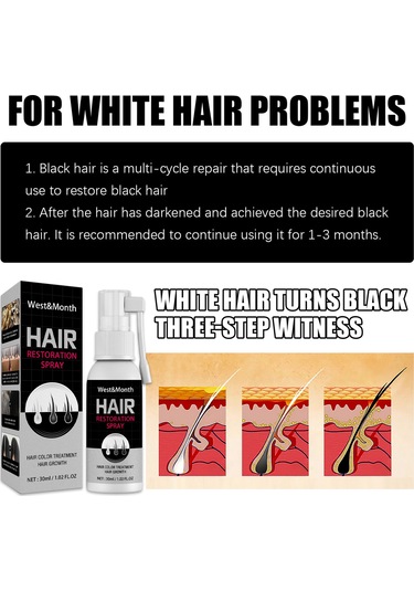 Hızlı Saç Büyüme Spreyi Restorasyon Siyah Saç Anti Saç Dökülmesi Gri Saç Tedavi Serumu Beyaz Saç Onarım Saç Büyüme Ürünleri