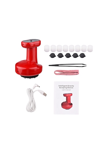 Geeksen Elektrikli Vakumlu Masaj Kupası - Selülit Tedavisi Ve Akupunktur Masajı İçin 15w Isıtmalı Cihaz Kırmızı