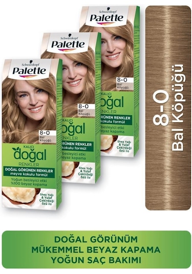 Palette Kalıcı Doğal Renkler Saç Boyası 8 - 0 Bal Köpüğü X 3 Adet
