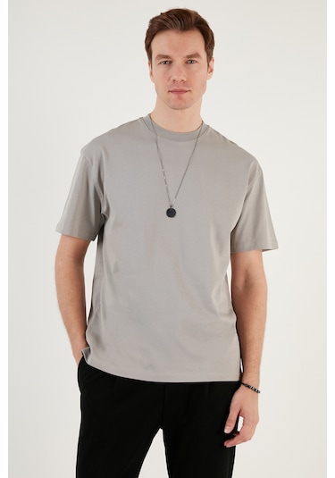 Buratti Pamuklu Relaxed Fit Sıfır Yaka Erkek T Shirt 5905446 Gri