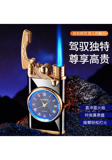 Yunboo Erkekler İçin Multifonksiyonel Elektronik Saat Ve Çakmak 2'li Set - Modern Tasarım Hediyelik Ürün Hf606 Siyah Kumu Temiz Cihaz, Taş Ve Gaz Yok Altın