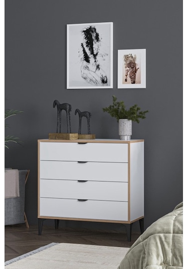 Arden 4 Çekmeceli Şifonyer Beyaz