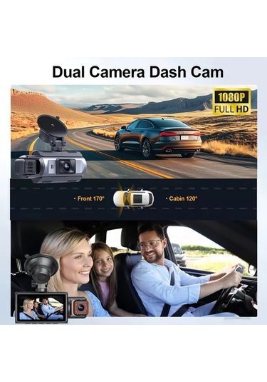 Xuweiwei F410 Dual Lens Kayitci 3 Ips Hd Ekran 170 Genis Aci 1080p 720p Hd Gece Gorusu 24 7 Park Izleme G Sensor