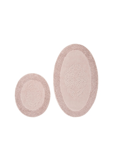 İva Home Tiffany Oval 2'li Pamuklu Klozet Takımı Pudra