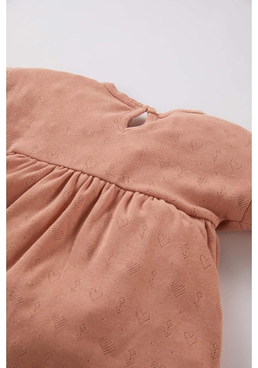 DeFacto Kız Bebek Pijama Takımı Uzun Kollu Ribana Üst Uzun Alt D7168A524WNBN564 Kahve