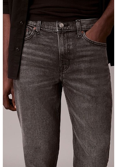Calvin Klein Erkek Slim Taper Hearst Dar Paça Jean Pantolon - Gri Hearst Grey