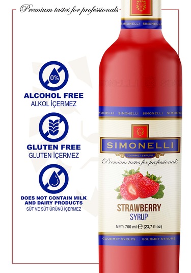 Kahve Ve Kokteyl Şurubu Çilek Aromalı 700 Ml Pompa Hediyeli