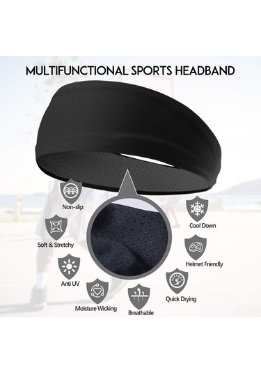 Hombey Erkek Spor Bandı Siyah+gri 2'li Paket - Teri Emici, Kaymazsız, Nem Tutan, Uv Koruyucu, Rahat Ve Stili Sağlar Kırmızı