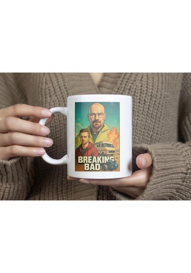 Breaking Bad Temalı Kahve / Çay Kupa Bardak Walter White Ve Jesse Pinkman Tasarımlı Kupa Beyaz