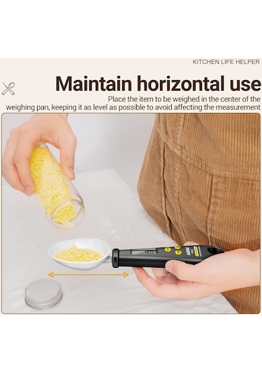 Aneng 2'si 1 Arada Abs + Paslanmaz Çelik Dijital Ekran Elektronik Mutfak Termometresi Gıda Ağırlığı Ölçme Kaşığı - Siyah