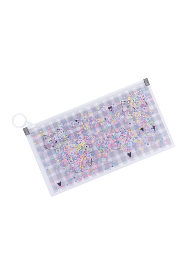 Simli Şeffaf Kalem Çantası - Kedi Desen