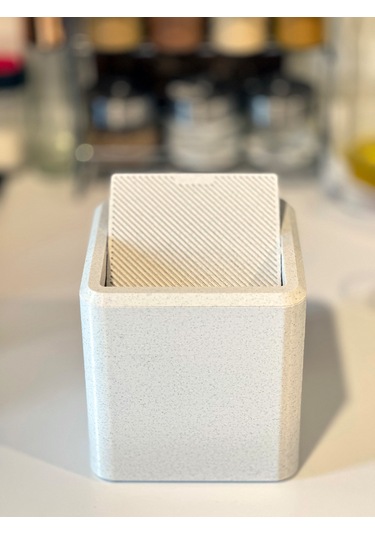 Modern Masaüstü Çöp Kutusu-mutfak-ofis-banyo -açılır Kapanır-mermer Beyaz-12,5x12cm Mermer