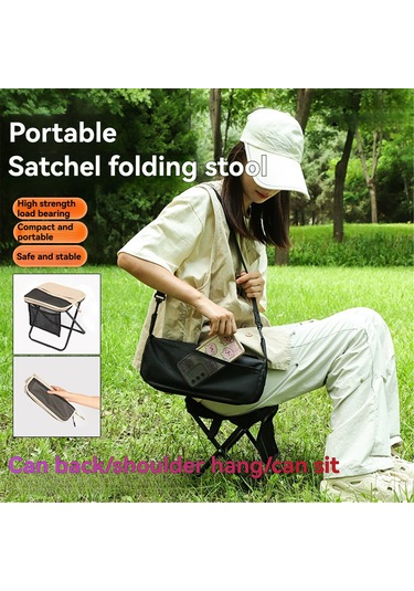 Moveevo Küçük Siyah Taşınabilir Dış Mekan Sandalyesi - Çanta Şeklinde Katlanır, X-şekilli Dayanaklı, Camping-balıkçılık İçin 500g Hafif Siyah