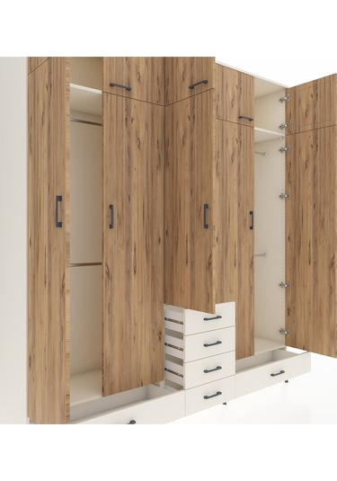 Hyperion Dolap 6 Raflı 6 Çekmeceli 4 Askılı 220x44x243 Aytaşı-çam/aytaşı Atlas Çam/aytası