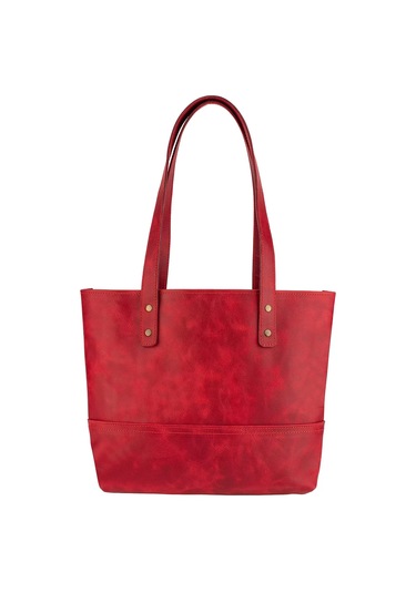 Twingold İsme Özel Tote Bag El Omuz Çantası - %100 Rainbow Deri - Ac03003 - Kırmızı Kırmızı