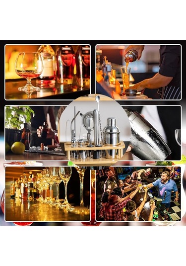 Sones 350ml 15'i 1 Arada Paslanmaz Çelik Barmenlik Seti Kokteyl Çalkalayıcı Bar Barmenlik Aletleri