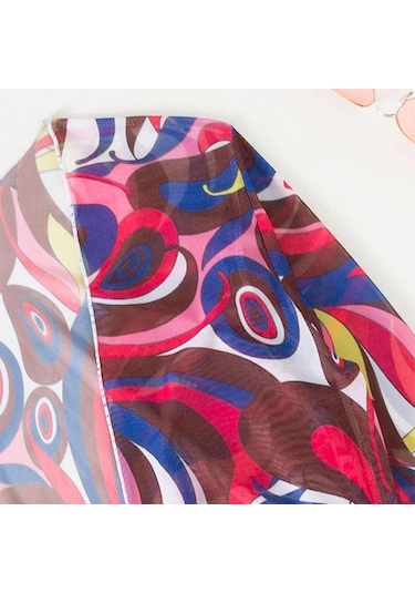 Kadın Mayo Yüksek Bel Bikini Seti Üç Adet Kadın Uzun Kollu Cover Up Mayo Plaj Mayo Pembe