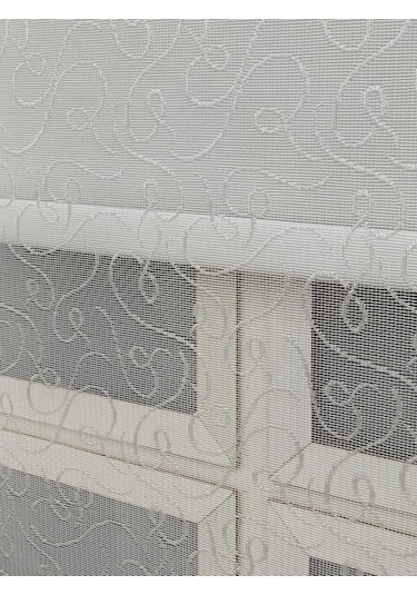 Ekru Spor Desenli Çift Mekanızmalı Tül Stor Perde (125402906)