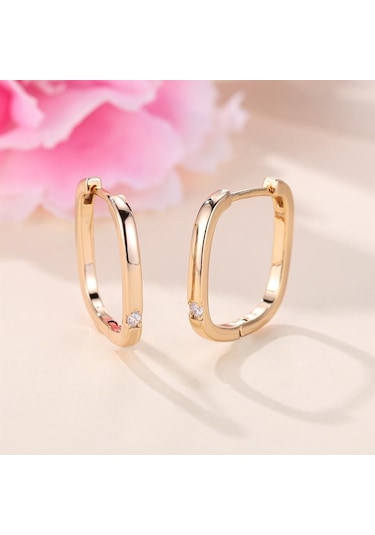 Lüks Altın Rengi Geometrik Kare Halka Küpeler Kadınlar İçin Minimalist Küçük Daire Küpe Trend Düğün Takısı