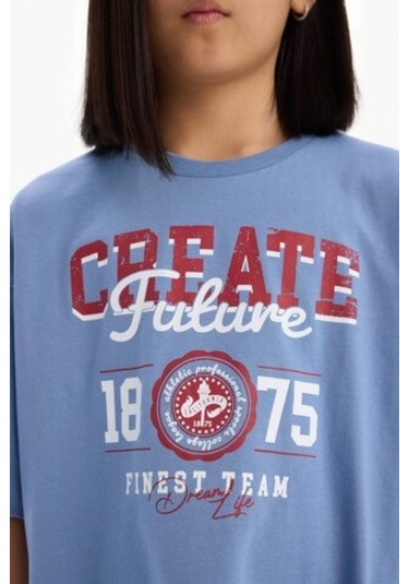 DeFacto Kız Çocuk Oversize Geniş Kalıp Bisiklet Yaka Baskılı Kısa Kollu Yazlık Elbise E5805A825HSBE418 DeFacto Kız Çocuk Oversize Geniş Kalıp Bisiklet Yaka Baskılı Kısa Kollu Yazlık Elbise E5805A825HSBE418