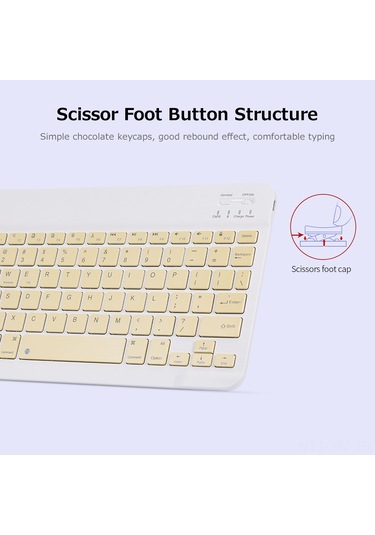 Ximistore9 10 İnç Taşınabilir Bt Klavye Seti, 78 Tuş, Şarj Edilebilir, 3 Kademeli Dpı Ayarlı, Geniş Uyumlu, Beyaz Diğer