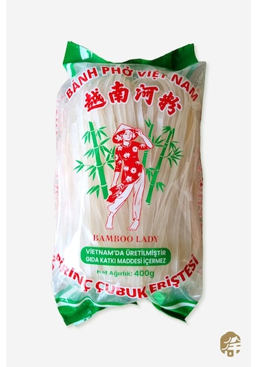 Bamboo Lady Pirinç Çubuk Eriştesi 5 MM Rice Stick Noodle 400 G