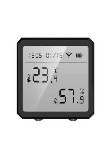 Novahub Siyah Tuya Akıllı Wifi Sıcaklık Nem Sensörü Kapalı Higrometre Termometre App Uzaktan Kumanda İle Siyah