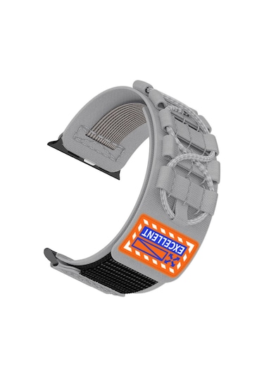 iOs Watch Uyumlu  38mm Zore Krd-112 Orbital Örgülü Halat Tasarımlı Naylon Kumaş Hasır Kordon-gri