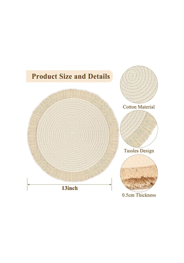 Folinda 4'lü Pamuklu Yıkama Eliyesi Seti - 13 İnç Isı Dayanıklı Masa Dekoru, Kaymazsız Dokulu, Ev Ve Restoran Kullanıma Uygun Bej