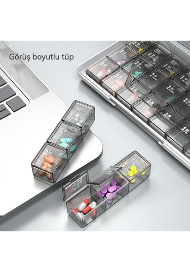 Likeable 21 Bölmeli Hap Kutusu, Ilaç Dağıtım Kutusu, Taşınabilir Ilaç Dağıtıcısı-beyaz
