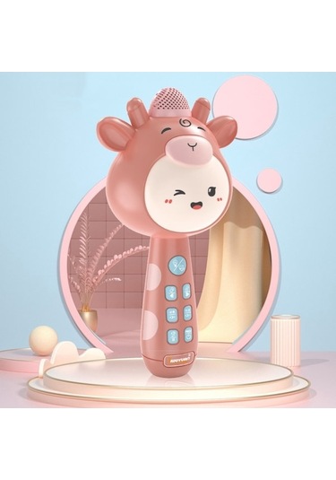 Rogfer Çocuk Kablosuz Şarkı Mikrofonu Erken Eğitim Oyuncakları, Renk: Yükseltilmiş Pembe