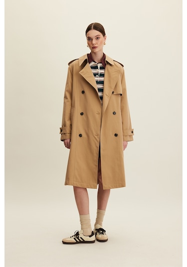 Anıka Kruvaze Kemerli Trençkot Camel 4747462 Çok Renkli