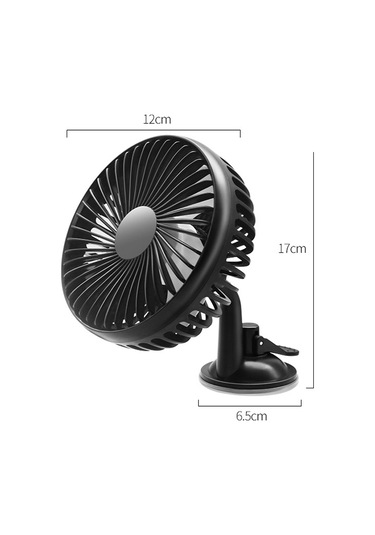 Suıtu 12v/24v Mini Araba Fanı Usb Şarjlı Tek Kafalı Fan 360 Derece Soğutma Fanı, Stil: Vantuz Modeli