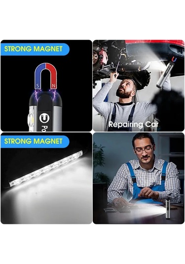 Aubyhe Alüminyum Abs El Feneri, Cob+led Işık, Type-c Şarj, Ipx4 Su Geçirmez, 300lm, Mıknatıs Ve Kalem Klasörü İle Taşınabilir Altın