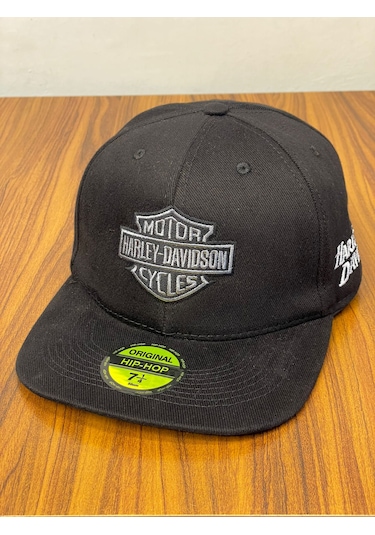 Hamze Harley Davidson Cycles Hip Hop Snapback Rapper Şapka Cap Siyah - Gri