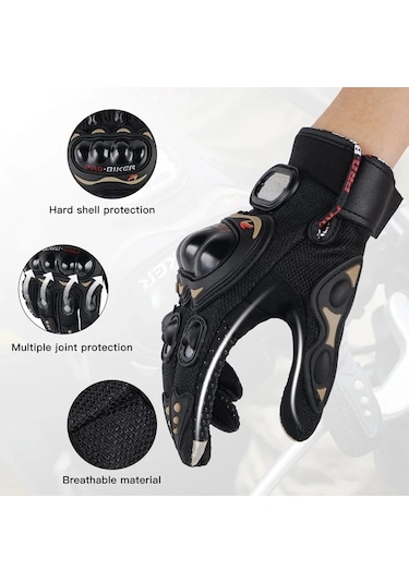 MOONRIDER Probiker Korumalı Motorcu Motosiklet Eldiveni Siyah