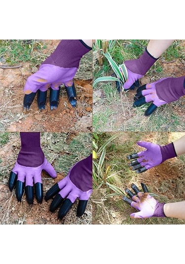 Erkekler Ve Kadınlar İçin Kazma Ve Dikim Amaçlı 2 Çift Su Geçirmez Pençeli Bahçe Eldiveni