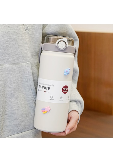 316 Paslanmaz Çelik Termos Bardak 1000ml Büyük Kapasiteli-bej