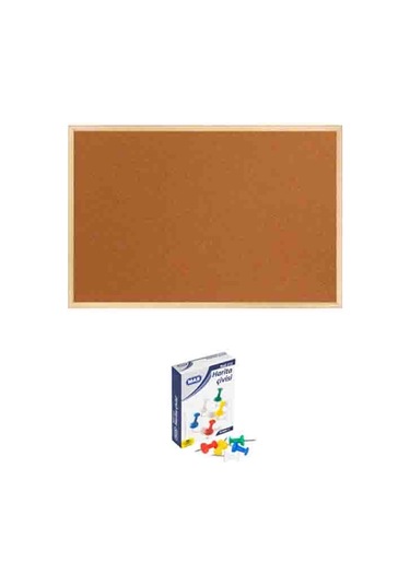 Panda 30x45 Cm Ahşap Çerçeveli Mantar Pano + 1 Paket Harita Çivisi Pan114 02