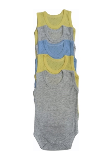 Özdemirlitekstil Jakarlı Klimalı Askılı Çıtçıtlı Bebek Badi (5'Li Paket) Çok Renkli