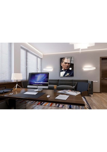 Atatürk Portresi Yapay Zeka Cam Tablo
