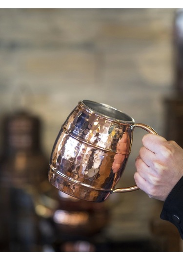 Bakır Bardak Fıçı Model 2li Parlak Bakır Renk