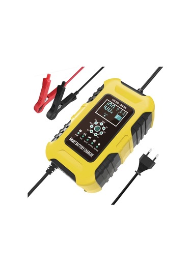 Foxsur 10a 12v 7-segment Motosiklet/araba Akıllı Akü Şarj Cihazı Sarı