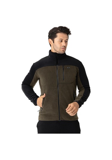 Erkek Tam Fermuarlı Polar Sweat Haki