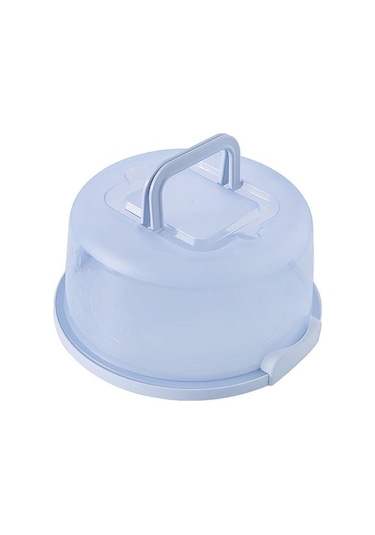 Plastik Pasta Kutusu, Kilitlenebilir Kapaklı Yuvarlak Pasta Saklama Kutusu Mavi