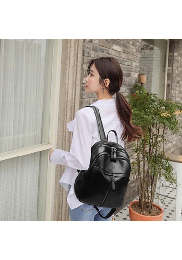 Lichen Yüksek Kaliteli Gençlik Pu Deri Gençlere Yönelik Sırt Siyah