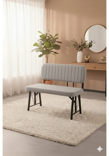 Elfin Mutfak , Yemek Odası Bahçe Balkon Otel Restoran Kafe Bench, Puf, Sırtlı Bench -1 Adet Gri Gri